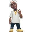 Tupac Shakur Minix collectible figure front view with white bandana and gold jewelry