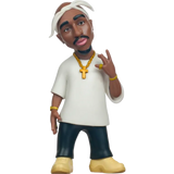 Tupac Shakur Minix collectible figure front view with white bandana and gold jewelry
