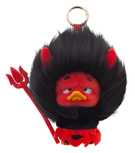 Upset Duck red devil plush keychain with trident from Colorful Player series