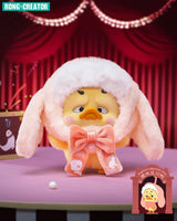 Upset Duck plush keychain pink bunny costume from Crazy Circus blind box.