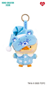 Upset Duck Care Bears Bedtime Bear inspired plush keychain in blue pajama outfit