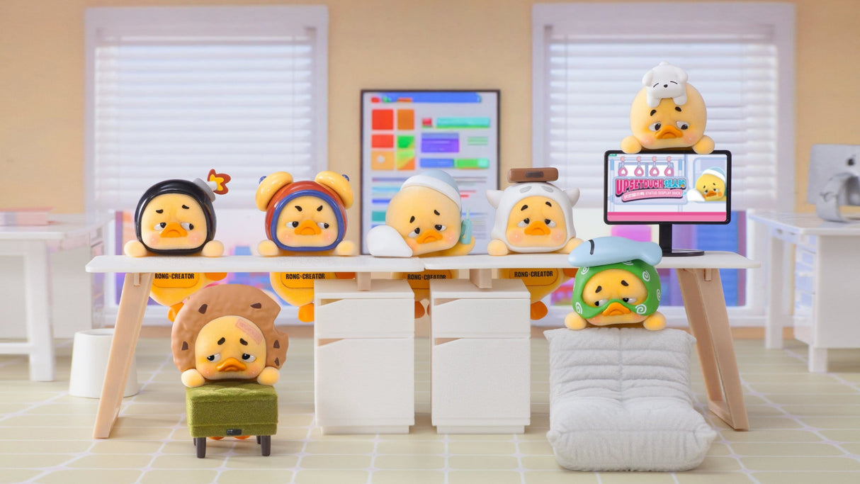 Upset Duck Status Display Duck Blind Box vinyl figures collection lineup with multiple mood designs