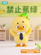 Eating My Worries Duck wearing tie from Upset Duck Stop the Spiral Duck plush blind box collection.