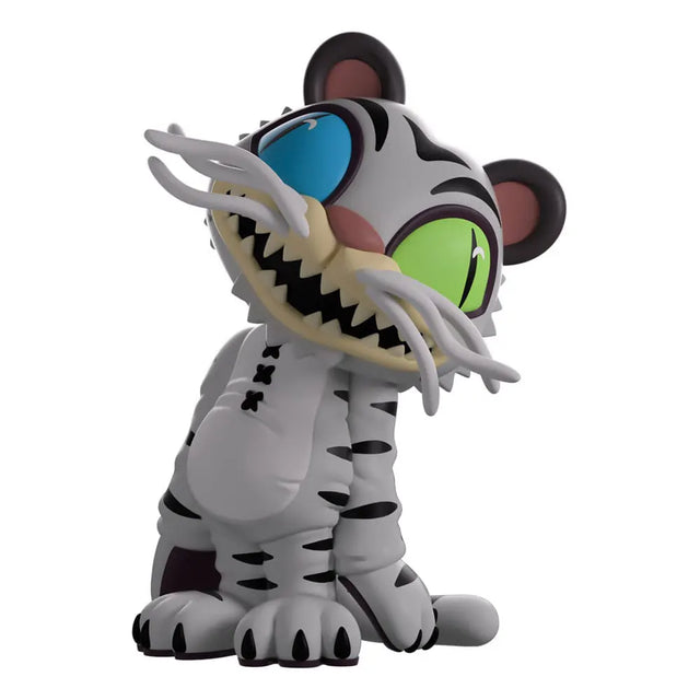 White Tiger Five Nights at Freddys Youtooz vinyl figure front view with mismatched eyes and sharp teeth