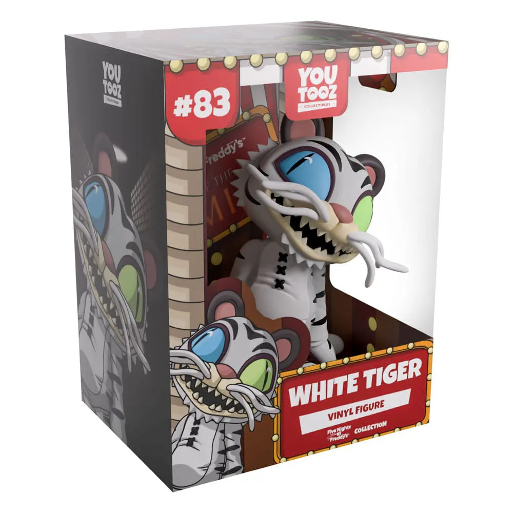 White Tiger Youtooz Five Nights at Freddys figure inside box with circus themed packaging