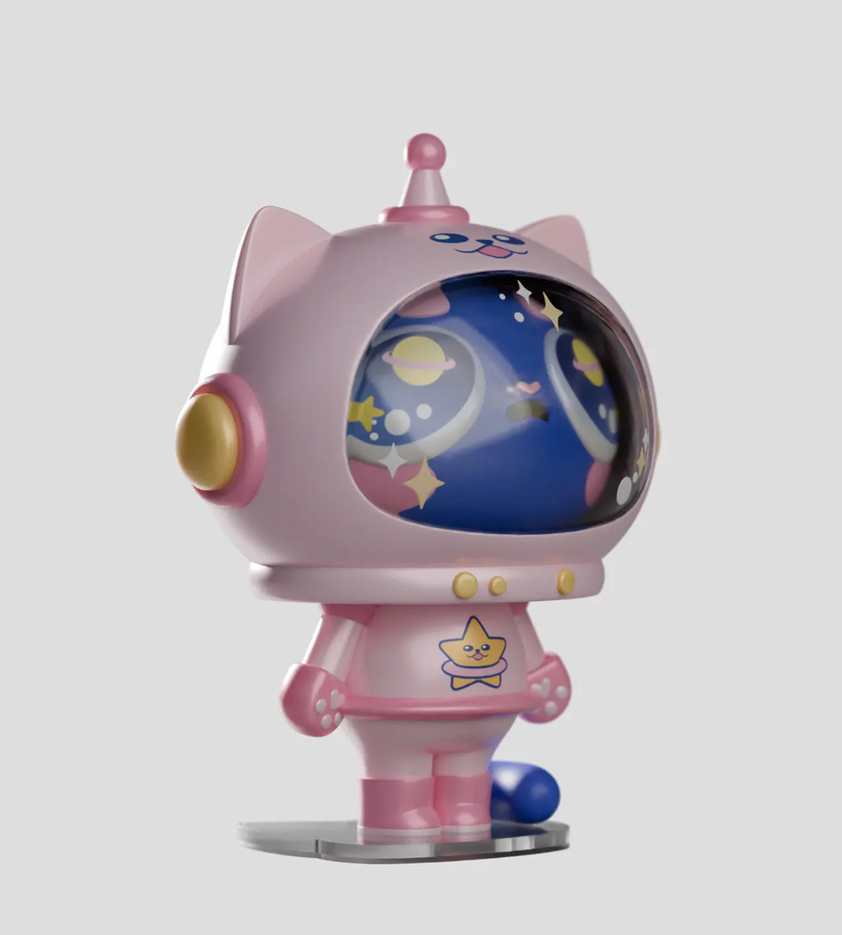 widdle baby astronaut cat pink suit figure collectible
