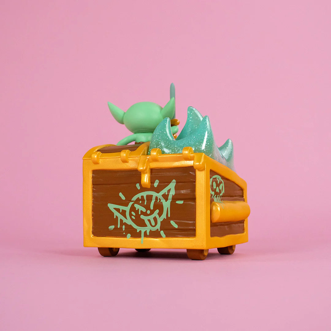wizard of barge dumpster fire vinyl figure back angled