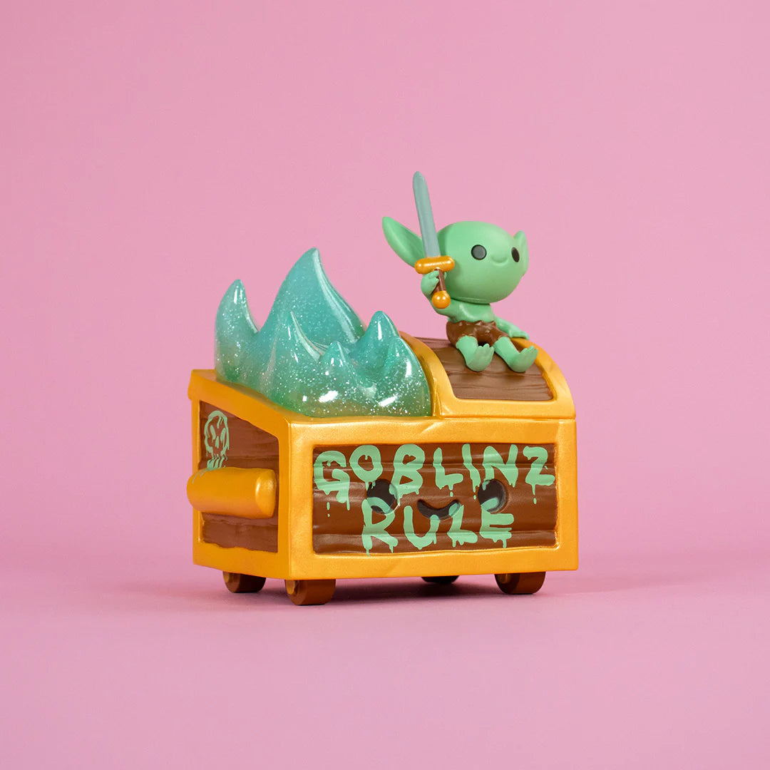 wizard of barge dumpster fire vinyl figure side flame detail