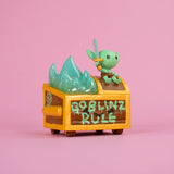 wizard of barge dumpster fire vinyl figure side flame detail