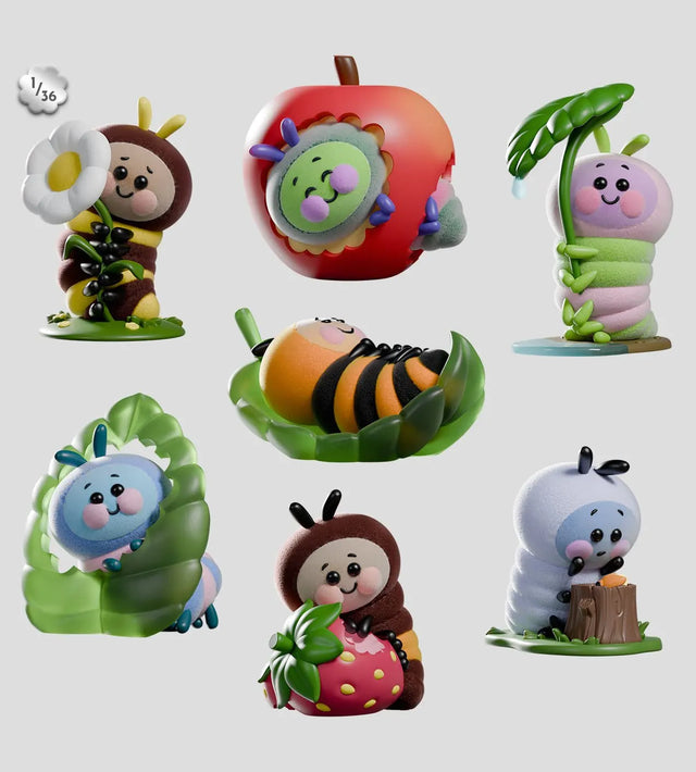 Wooly Bear and Friends Blind Box complete collection of fuzzy caterpillar figures
