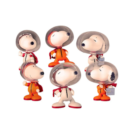 Worlds Beyond Snoopy capsule figures lineup with astronaut themed Snoopy designs