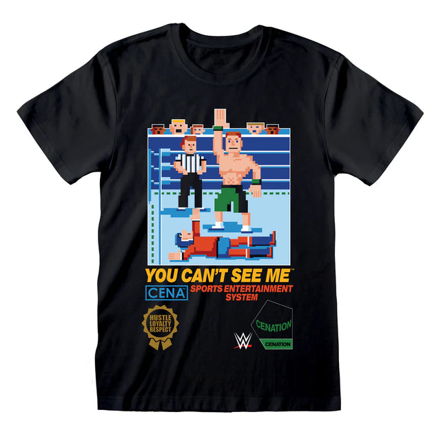 WWE John Cena You Can’t See Me Pixel T-Shirt black 100% cotton officially licensed wrestling tee