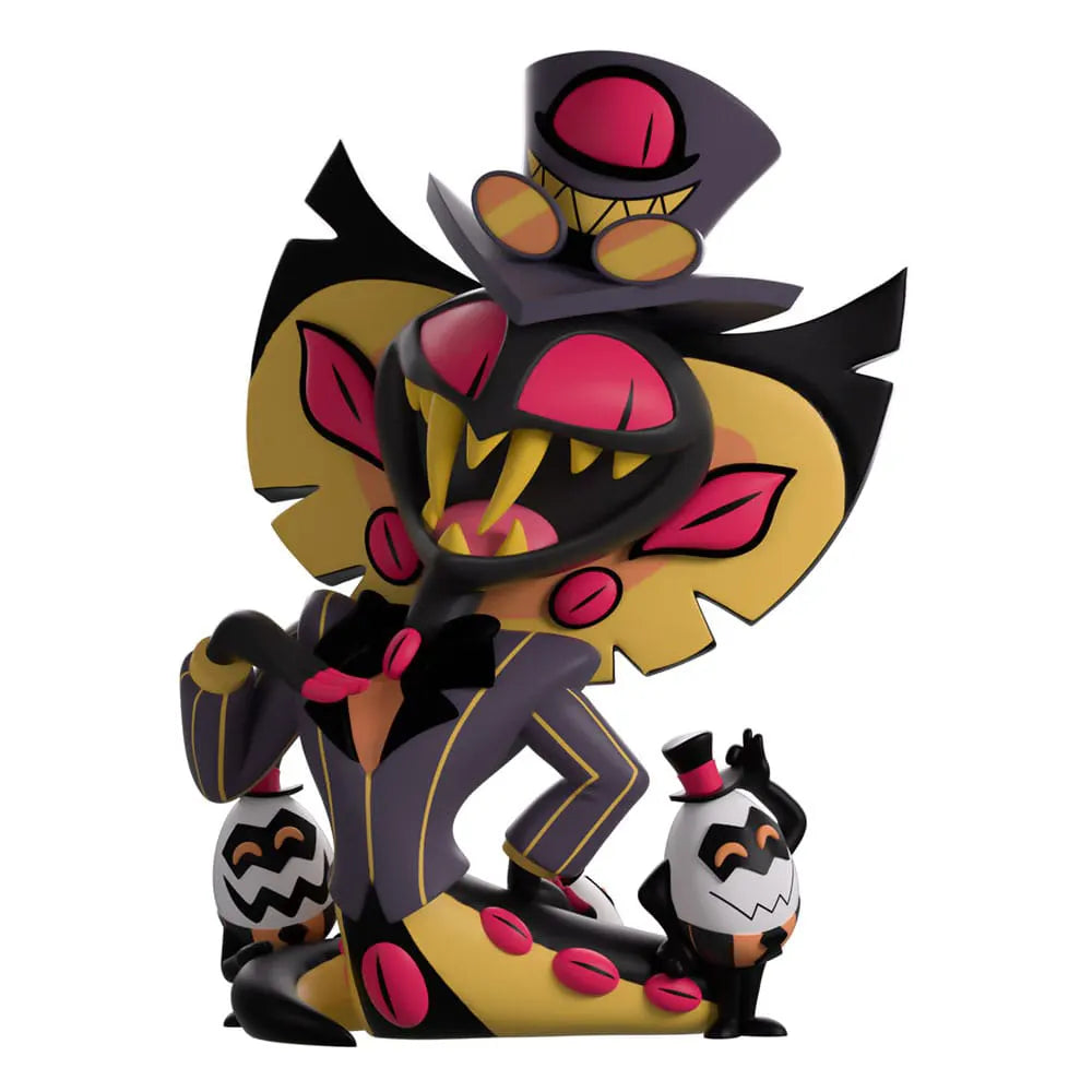 Youtooz vinyl figure of Sir Pentious with evil grin, striped suit, and companion minions