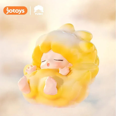 Yellow cloud Yumo figure resting with warm golden tones.