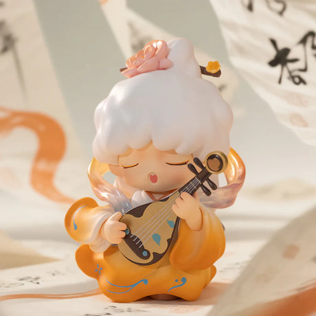 YUMO figure playing string instrument in warm orange tones