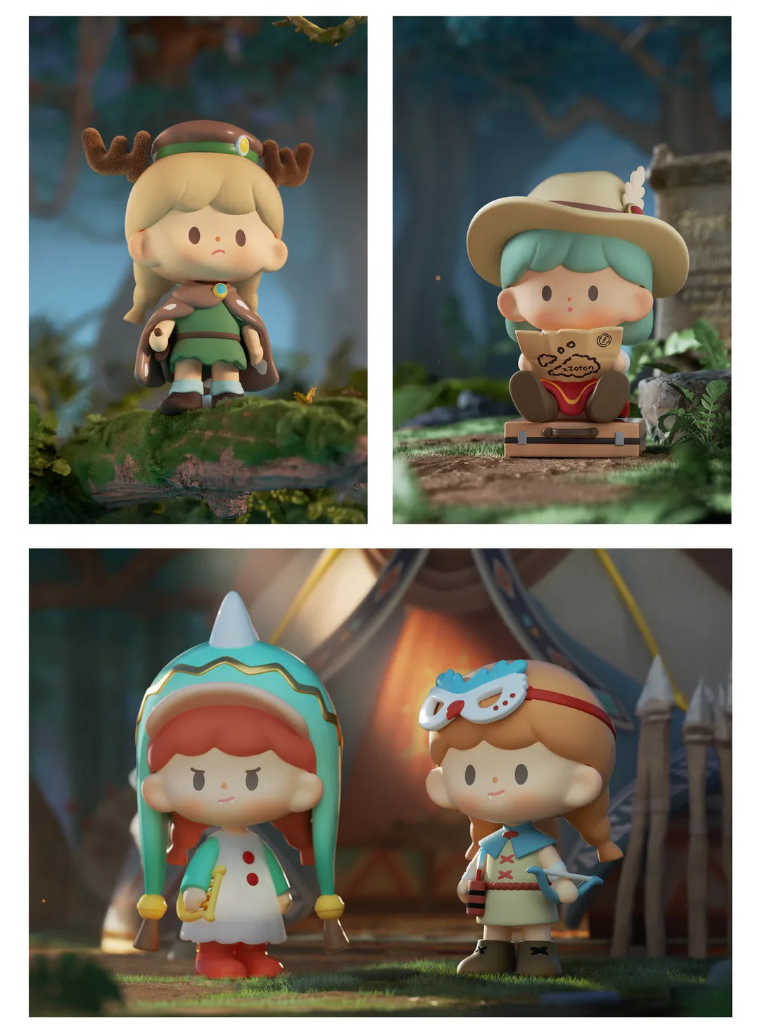 Deer Warrior, Traveler, Magic Chief, and Archer figures from the zZoton Magic Adventure Series