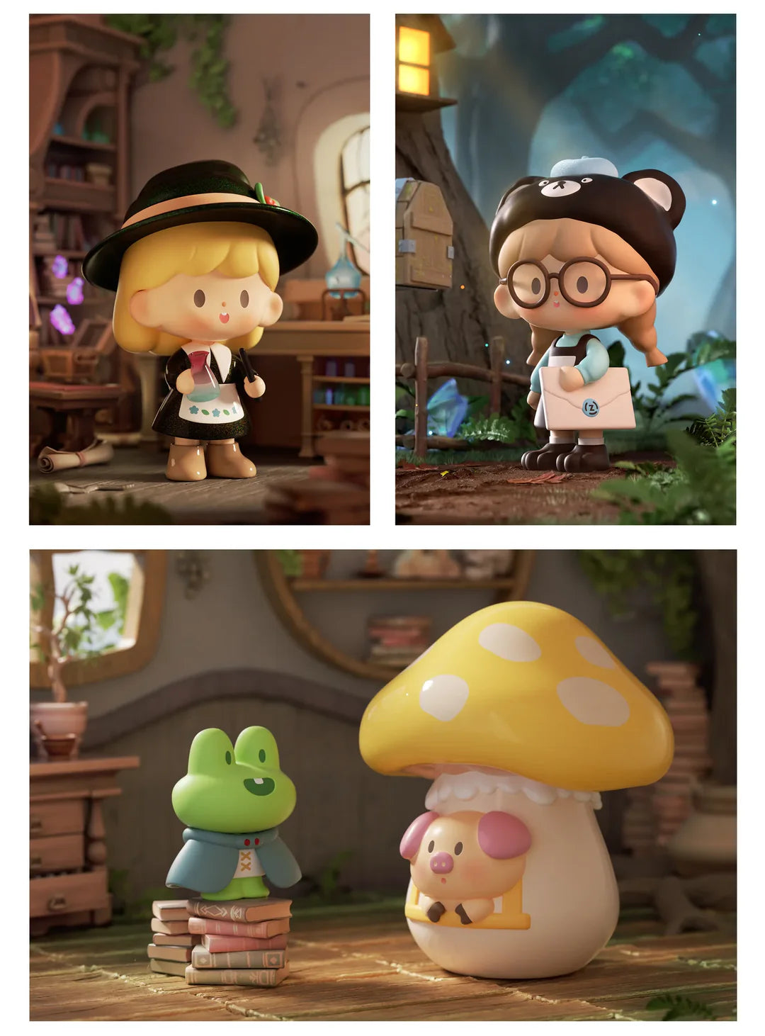 Witch's Potion, Bear's Letter, Tree's Secret, and Butterfly Elf figures from the Magic Adventure collection