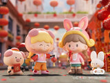 Pig and Rabbit zodiac zZoton figures celebrating Lunar New Year with lanterns and lucky decorations