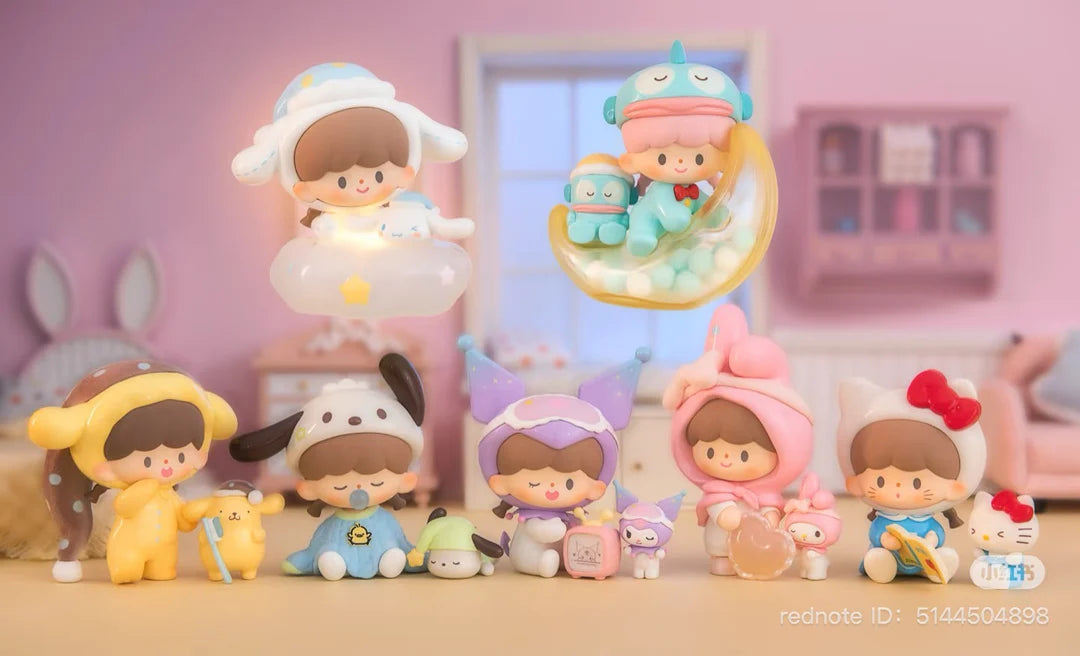 Complete zZoton Sanrio Characters Preparation Before Bedtime Series lineup featuring Sanrio-inspired bedtime figures