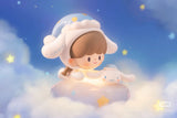 Cinnamoroll-inspired zZoton figure resting on a glowing cloud among the stars
