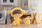 Pompompurin-inspired zZoton figure brushing teeth before bed with a matching companion
