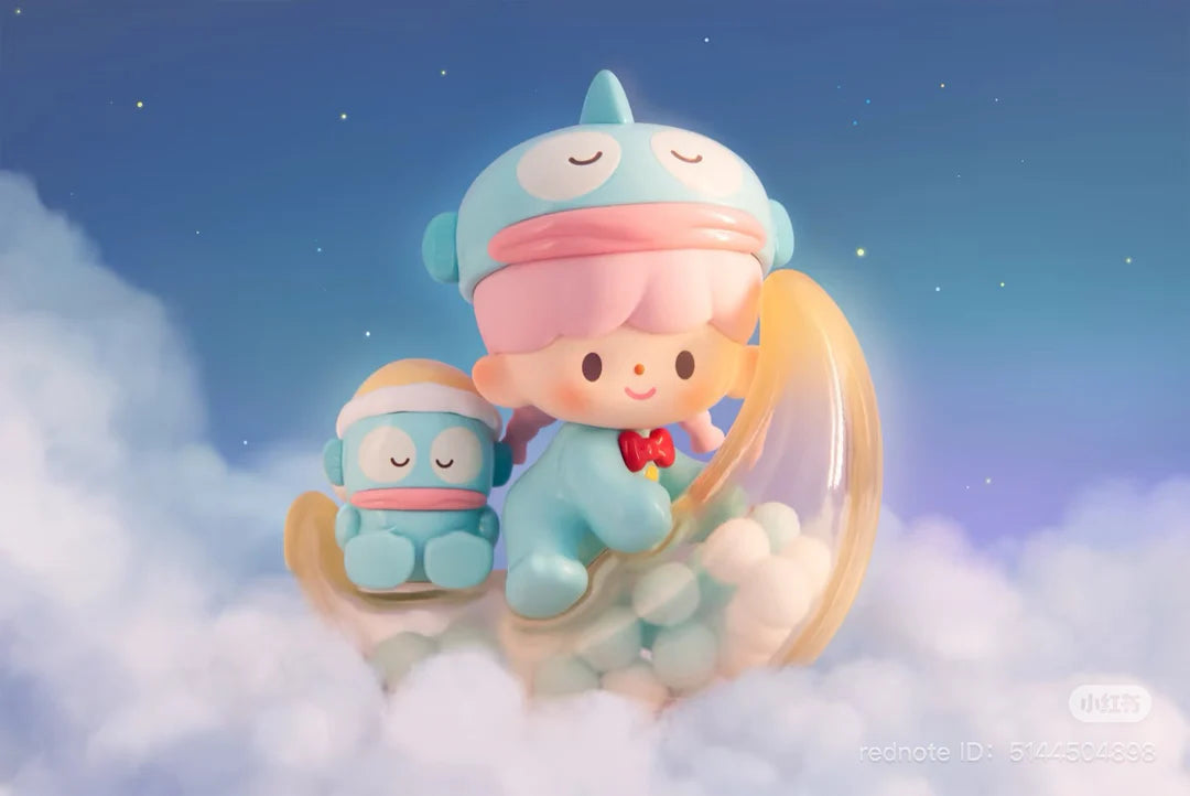 Hidden edition zZoton figure sitting on a crescent moon surrounded by clouds and stars