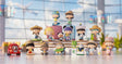 Full collection display of zZoton Travel Together Series Blind Box figures featuring travel-themed adventures and destinations