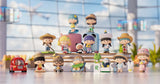 Full collection display of zZoton Travel Together Series Blind Box figures featuring travel-themed adventures and destinations