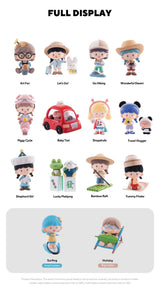 Piggy Cycle, Baby Taxi, Go Hiking and Shepherd Girl zZoton figures showcasing different travel adventures