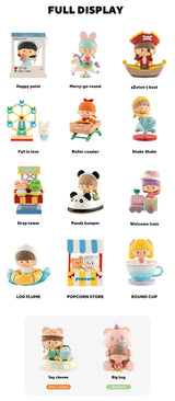 Complete zZoton Treasure Land Series Blind Box figure lineup including hidden editions and amusement park attractions