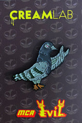 Evil Pigeon Pin (Grey) by MCA