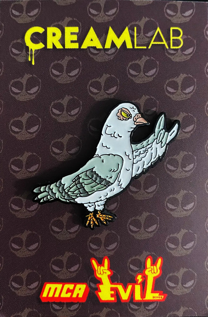Evil Pigeon Pin (White) by MCA