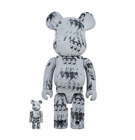 Bearbrick Andy Warhol Elvis 400% and 100% set front view